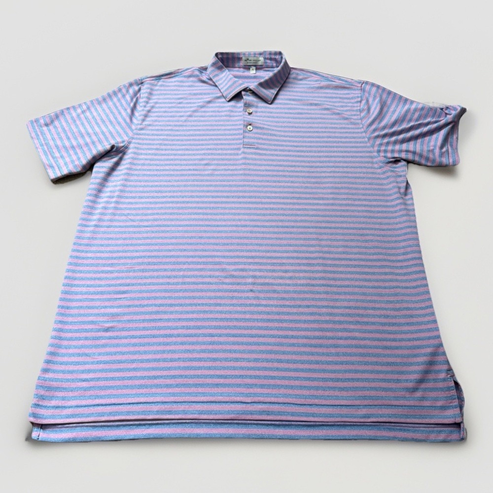 Peter Millar‎ Summer Comfort Polo XL Pink Blue Stripe Golf Shirt